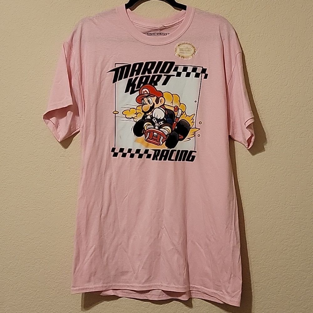Mario Kart Racing Pink t-shirt Size Lg Official Nintendo Licensed